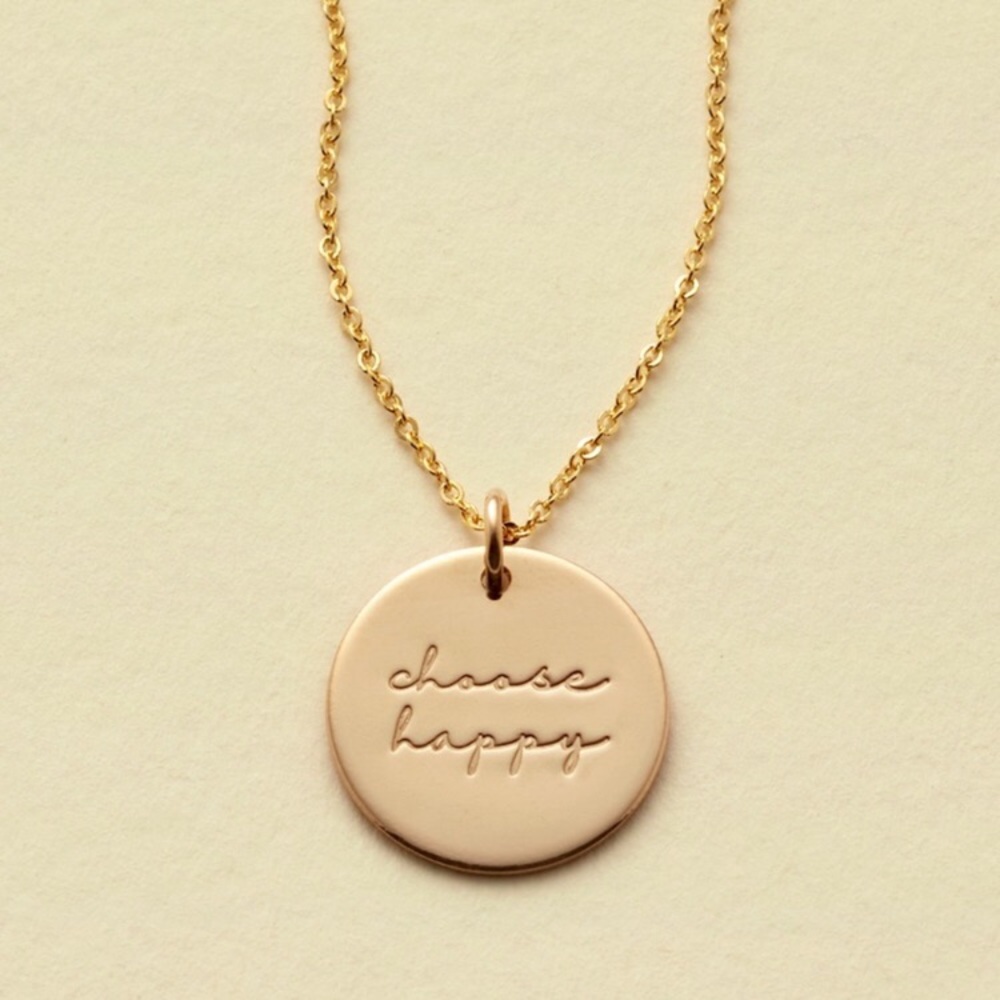 Choose Happy Mantra Meditative Mini Charm Necklace